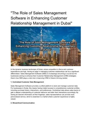 the role of sales management software