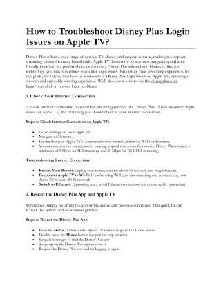 How to Troubleshoot Disney Plus Login Issues on Apple TV