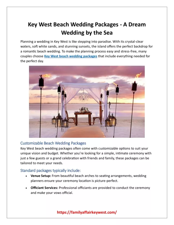 key west beach wedding packages a dream wedding