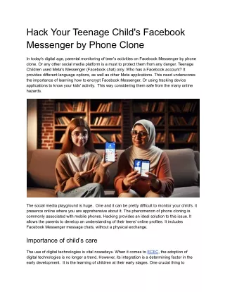 Hack Your Teenage Child's Facebook Messenger by Phone Clone