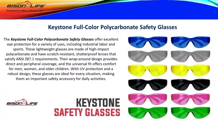 keystone full color polycarbonate safety glasses