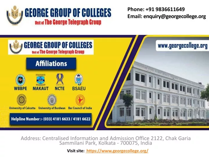 phone 91 9836611649 email enquiry@georgecollege