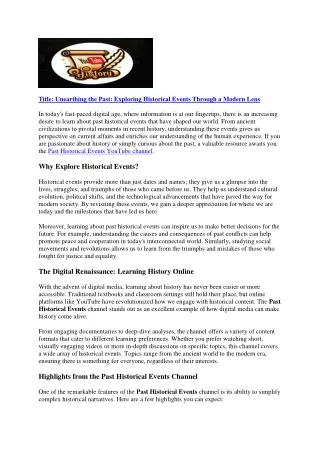 title unearthing the past exploring historical