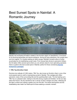 Nainital honeymoon packages.