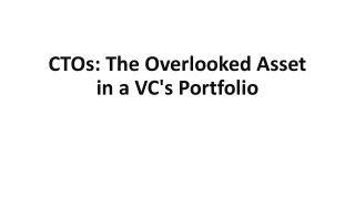 CTOs The Overlooked Asset in a VC's Portfolio