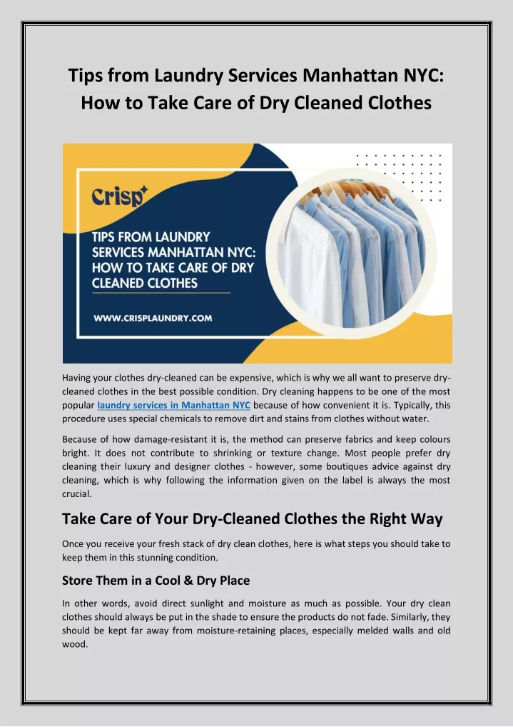 tips from laundry services manhattan