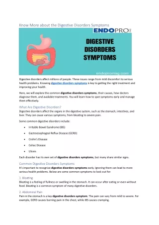 Know More about the Digestive Disorders Symptoms