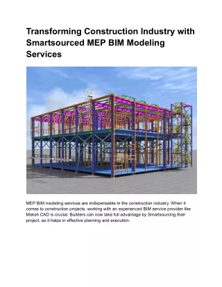 Transforming Construction Industry with Smartsourced MEP BIM Modeling Services