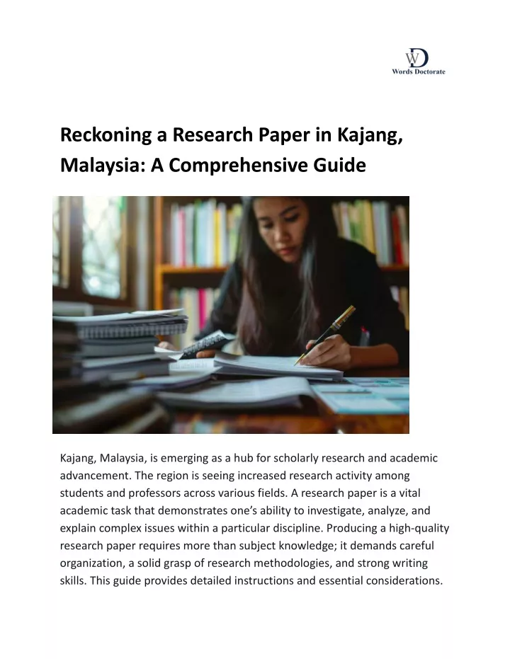 reckoning a research paper in kajang malaysia