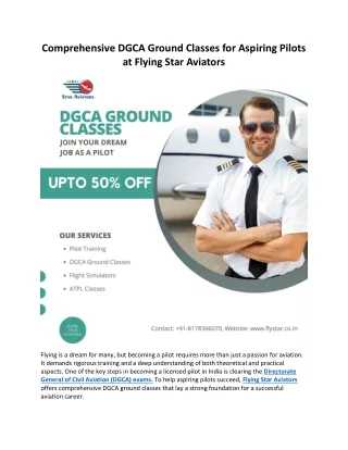 Comprehensive DGCA Ground Classes for Aspiring Pilots at Flying Star Aviators