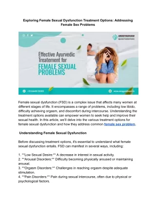 Exploring Female Sexual Dysfunction Treatment Options_ Addressing Female Sex Problems