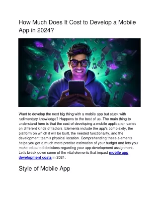How Much Does It Cost to Develop a Mobile App in 2024?