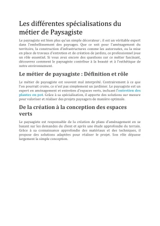 Les spécialisations du métier de paysagiste expliquées