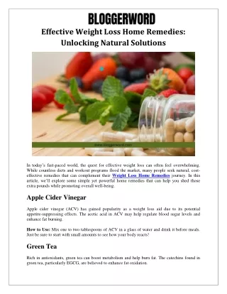 effective weight loss home remedies unlocking