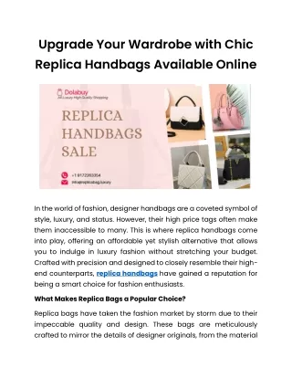upgrade your wardrobe with chic replica handbags