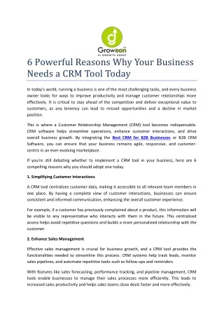 6 Powerful Reasons Why Your Business Needs a CRM Tool Today