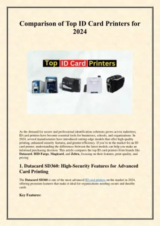 Comparison of Top ID Card Printers for 2024