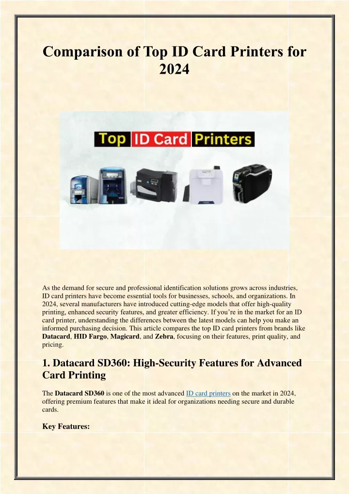 comparison of top id card printers for 2024