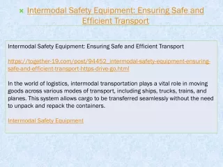intermodal safety equipment ensuring safe and efficient transport