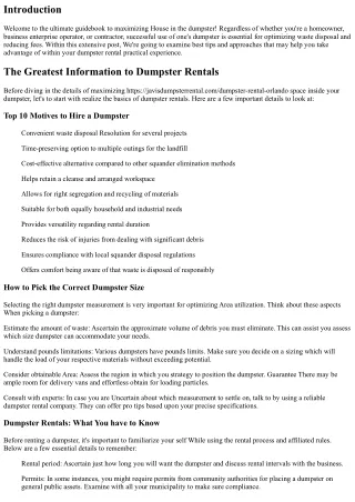 Maximizing Area interior your Dumpster: Successful Guidelines and Methods