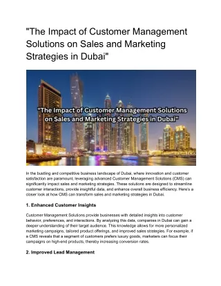 the impact of customer management solutions