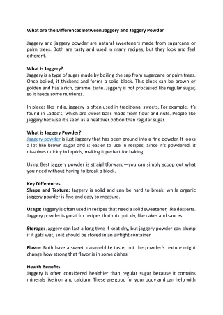 what are the differences between jaggery