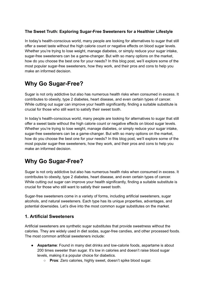 the sweet truth exploring sugar free sweeteners