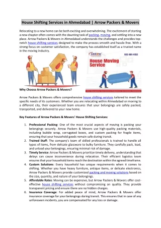 House Shifting Services in Ahmedabad