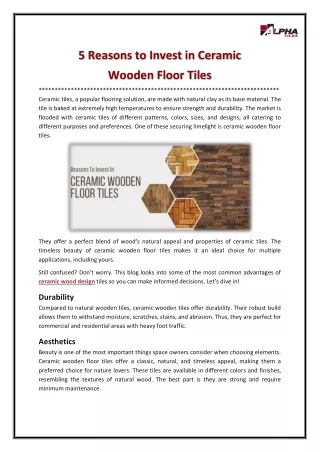 Advantages of Ceramic Wooden Design Floor Tiles