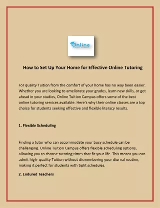 How to Set Up Your Home for Effective Online Tutoring