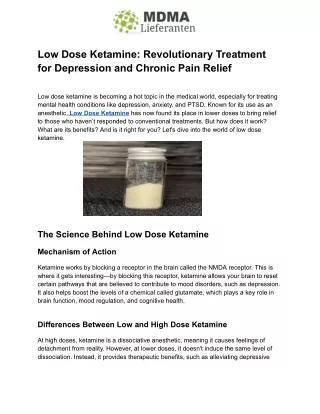 Low Dose Ketamine_ Revolutionary Treatment for Depression and Chronic Pain Relief