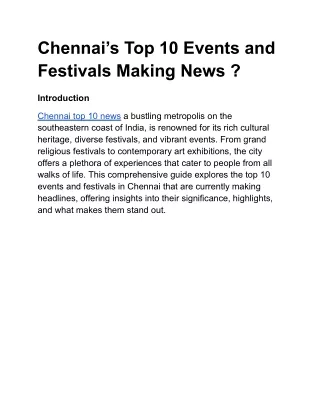 chennai s top 10 events and festivals making news