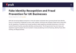 Fake Identity Recognition and Fraud Prevention for UK Businesses