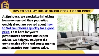 how to sell my house quickly for a good price