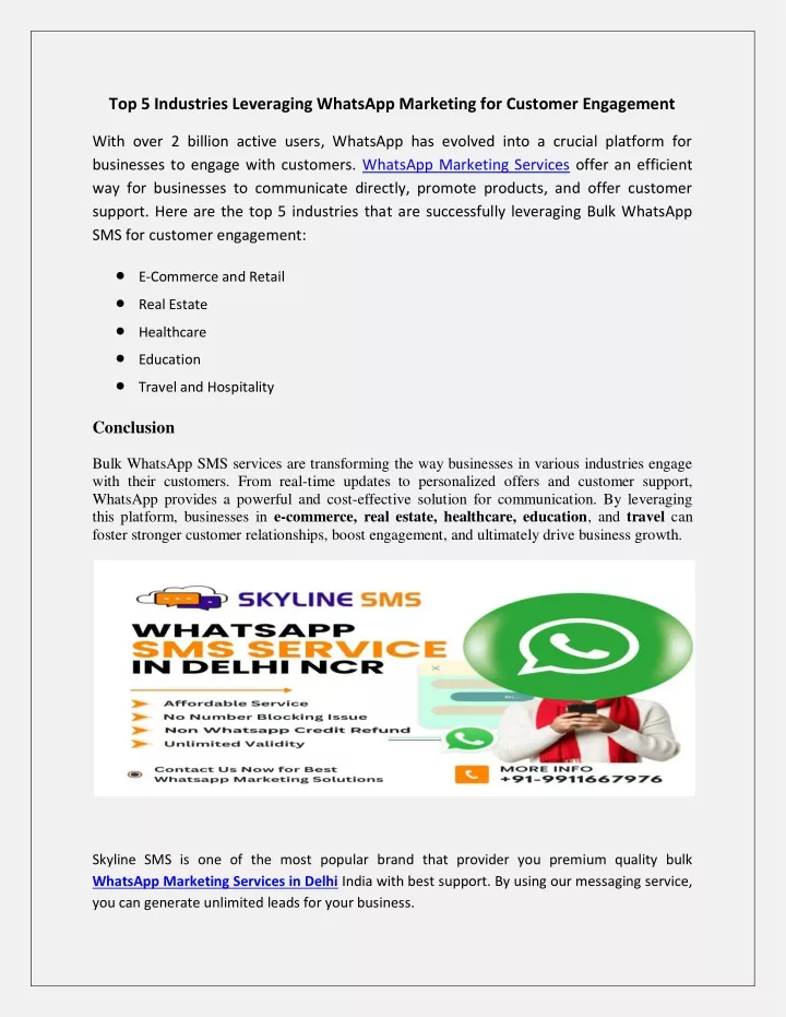 top 5 industries leveraging whatsapp marketing