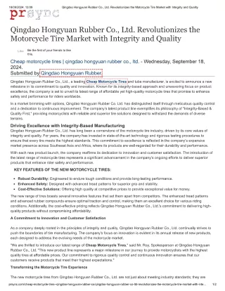 Qingdao Hongyuan Rubber Co., Ltd. Revolutionizes the Motorcycle Tire Market with Integrity and Quality