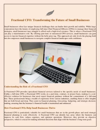 Fractional CFO Transforming the Future of Small Businesses