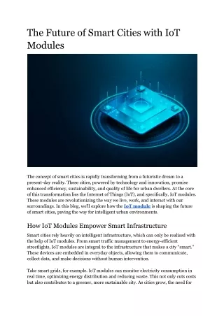 The Future of Smart Cities with IoT Modules