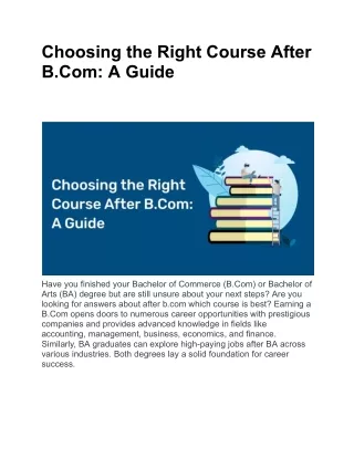 Choosing the Right Course After B