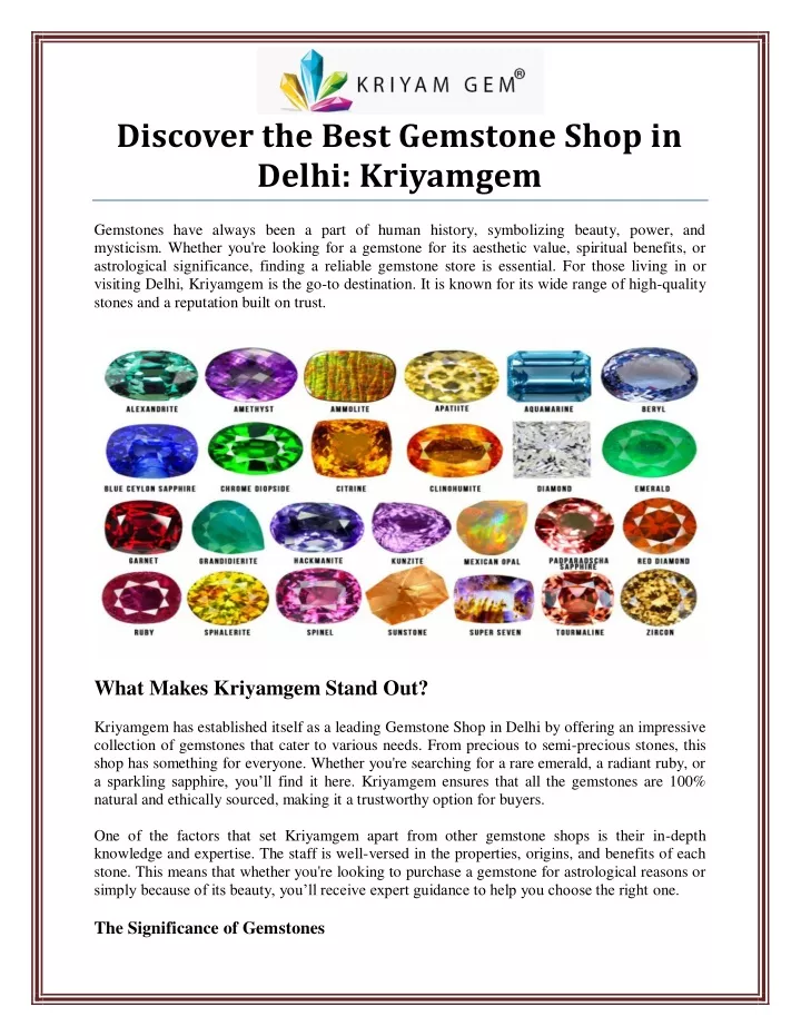 discover the best gemstone shop in delhi kriyamgem