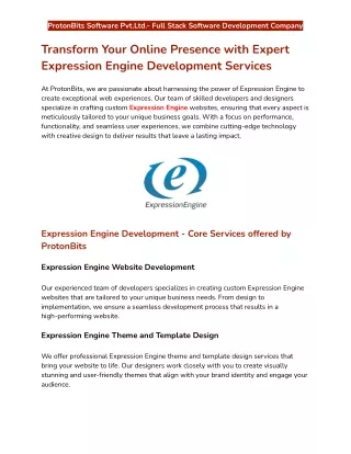 Transform Your Online Presence with Expert Expression Engine Development Services