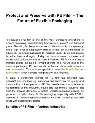 PE Film: A Game Changer for Agricultural Applications
