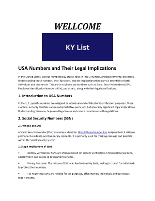 USA Numbers and Their Legal Implications