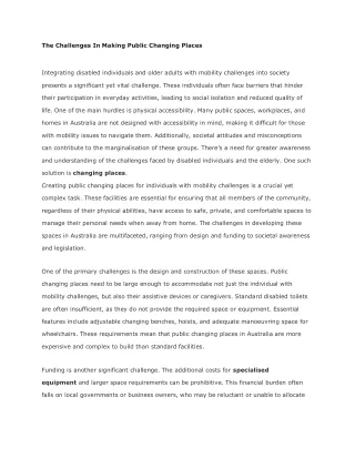 the challenges in making public changing places