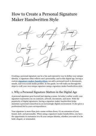 How to Create a Personal Signature Maker Handwritten Style
