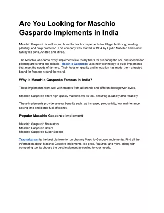 Are You Looking for Maschio Gaspardo Implements in India