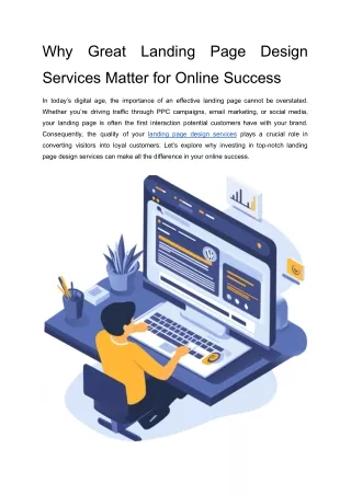 Why Great Landing Page Design Services Matter for Online Success