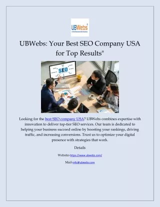 UBWebs: Your Best SEO Company USA for Top Results"