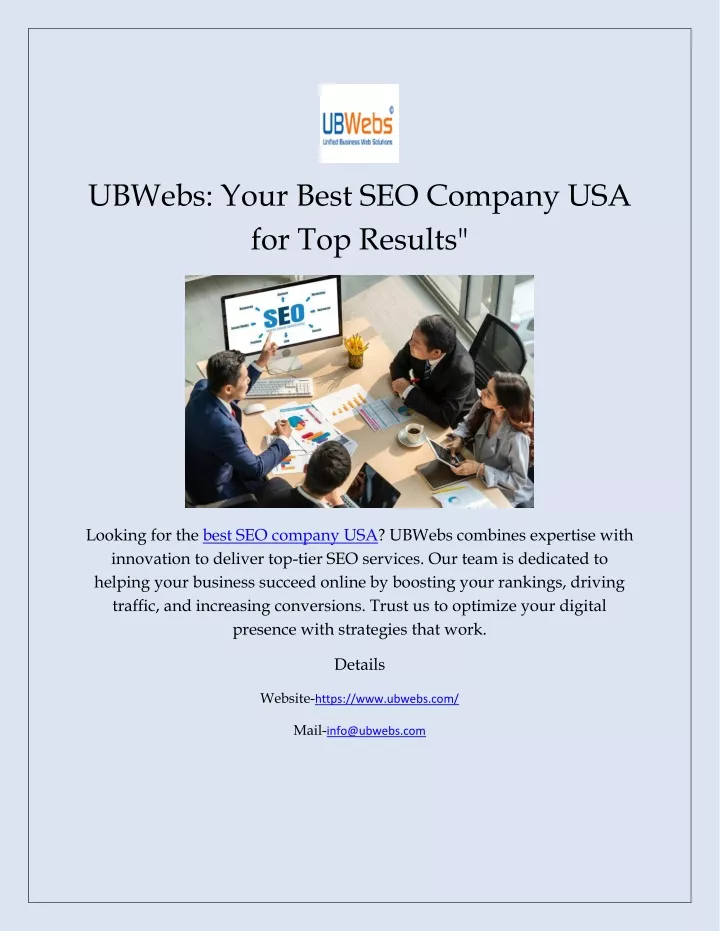 ubwebs your best seo company usa for top results