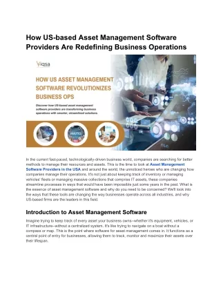 How US Asset Management Software Revolutionizes Business Ops